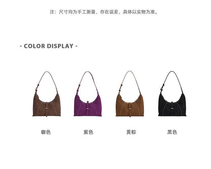 Contrast Stitching Faux Leather Shoulder Bag