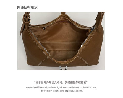 Contrast Stitching Faux Leather Shoulder Bag