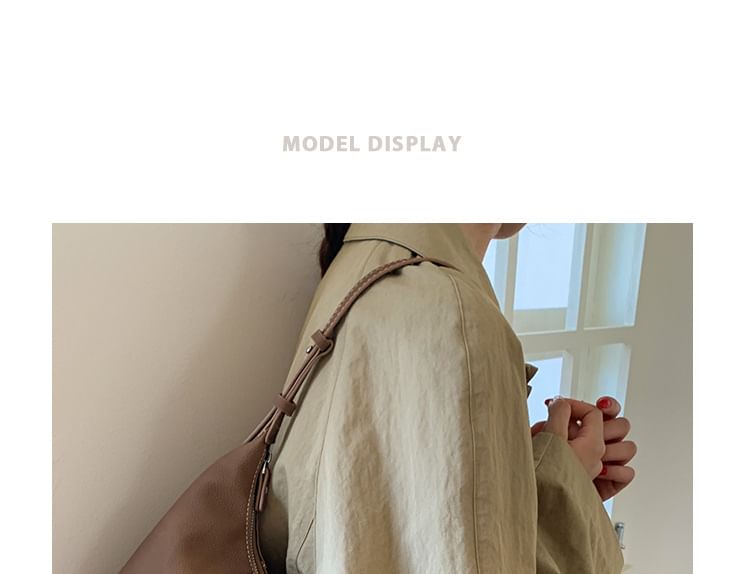 Contrast Stitching Faux Leather Shoulder Bag