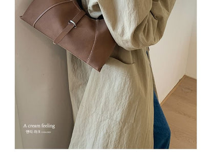 Contrast Stitching Faux Leather Shoulder Bag