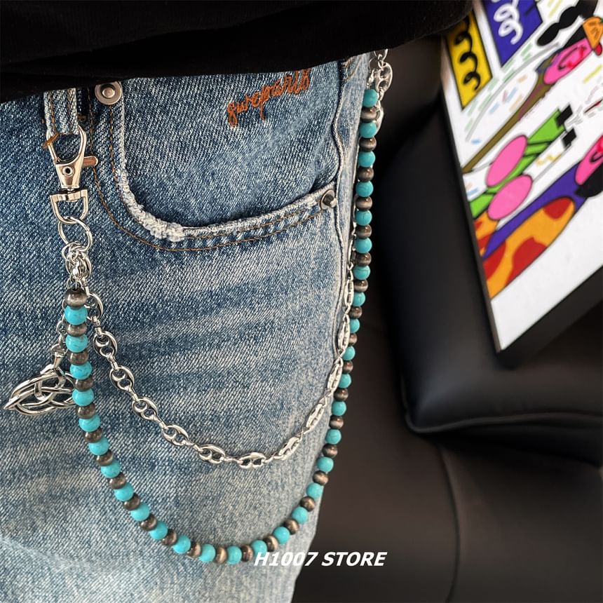 Faux Gemstone Layered Alloy Jean Chain