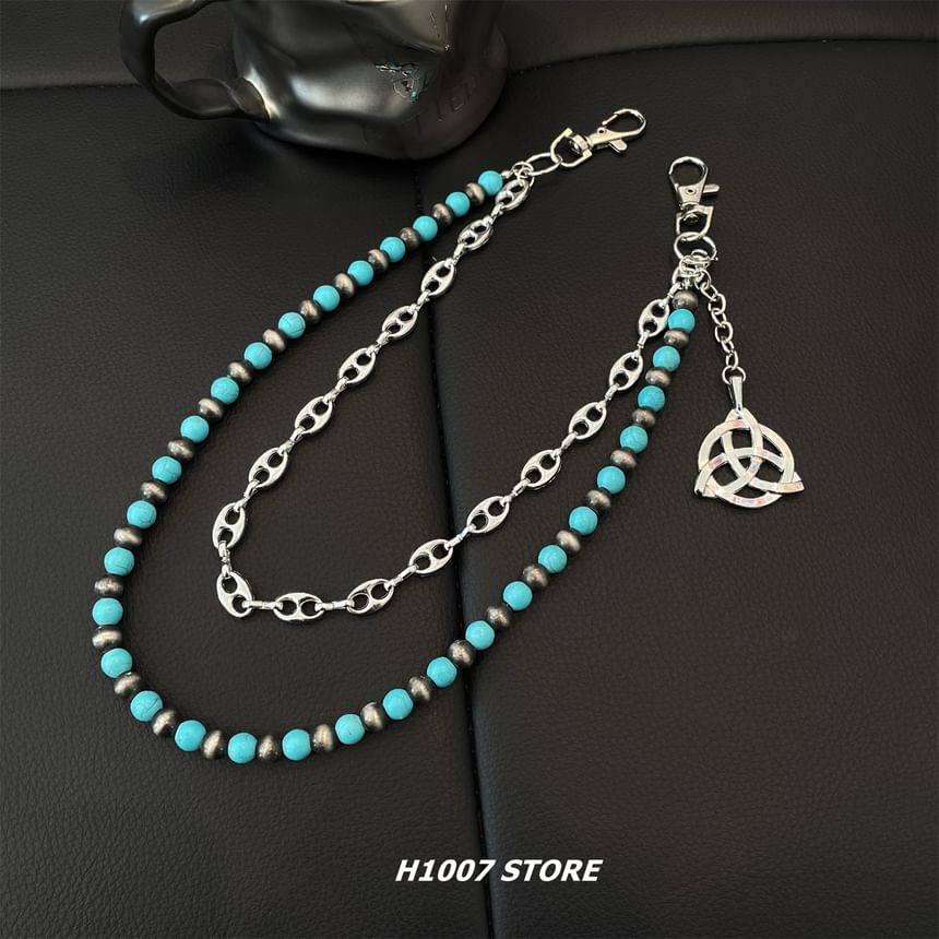 Faux Gemstone Layered Alloy Jean Chain