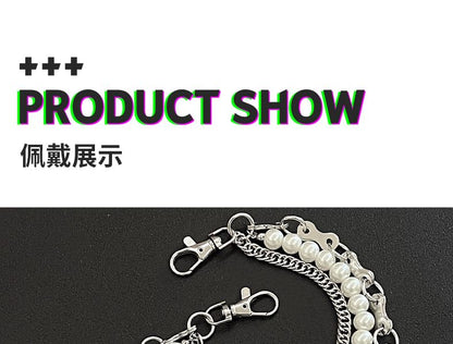Faux Pearl Layered Alloy  Jeans Chain