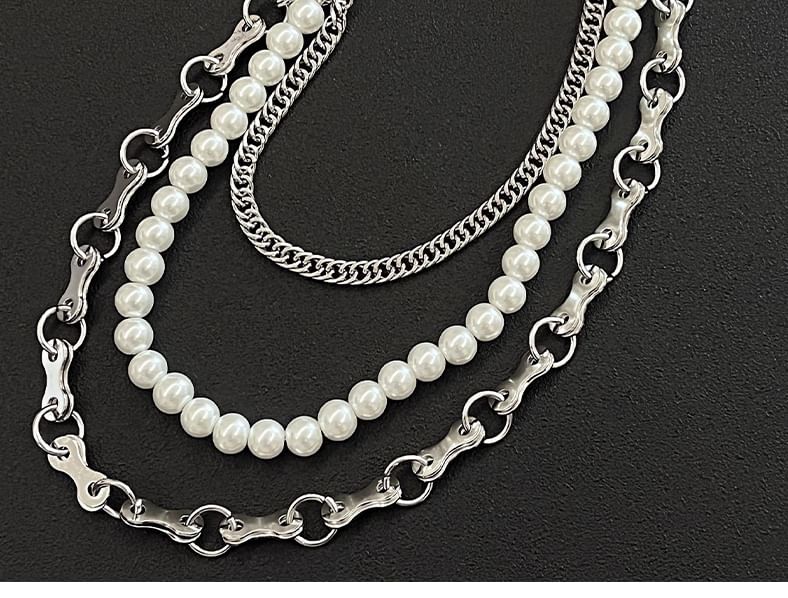 Faux Pearl Layered Alloy  Jeans Chain