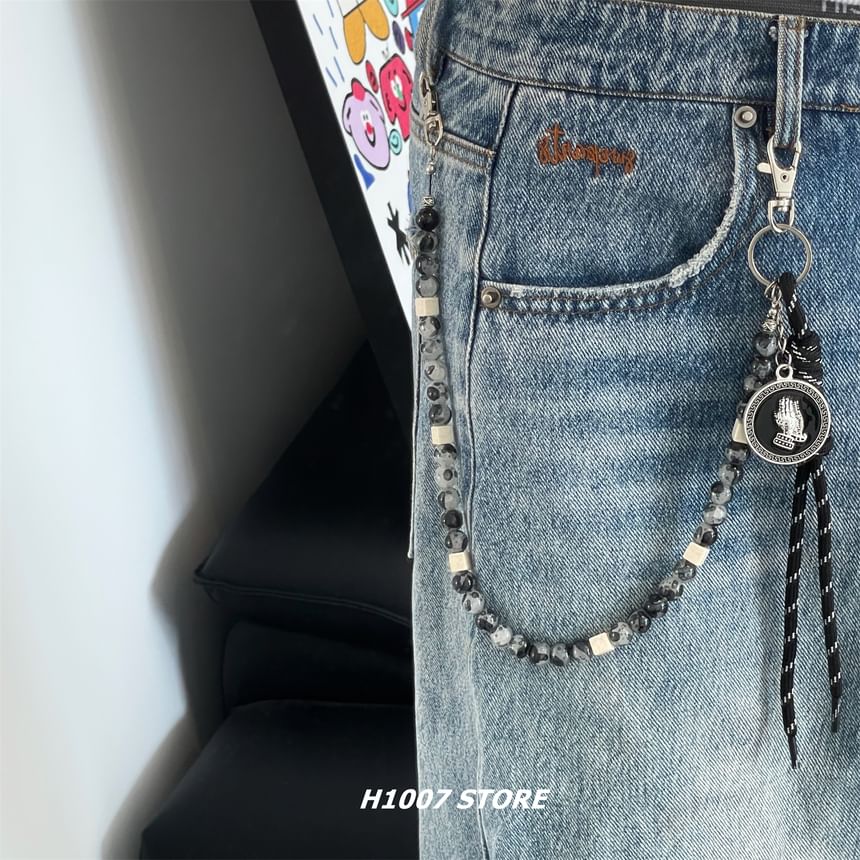 Strap Faux Gemstone Bead Alloy  Jeans Chain