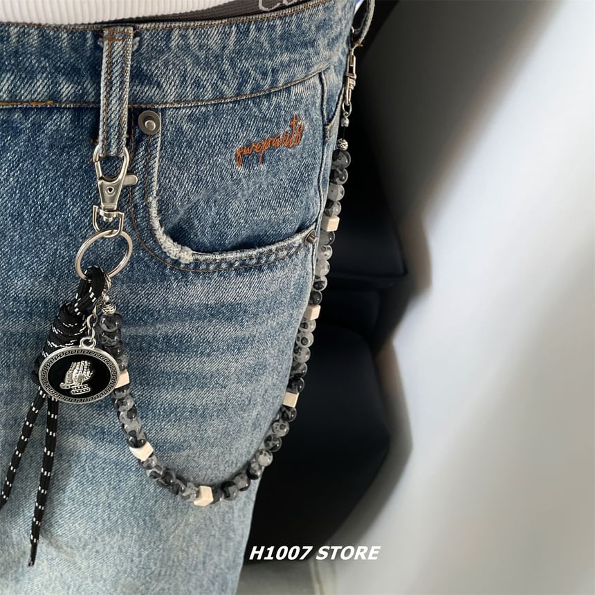 Strap Faux Gemstone Bead Alloy  Jeans Chain