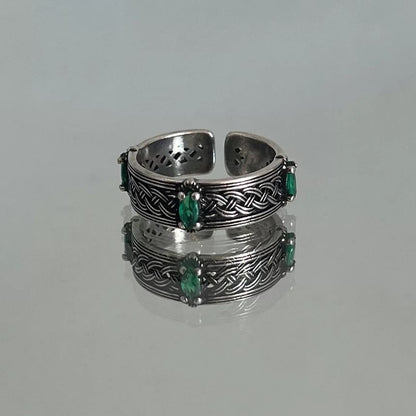 Rhinestone Faux Woven Alloy Open Ring