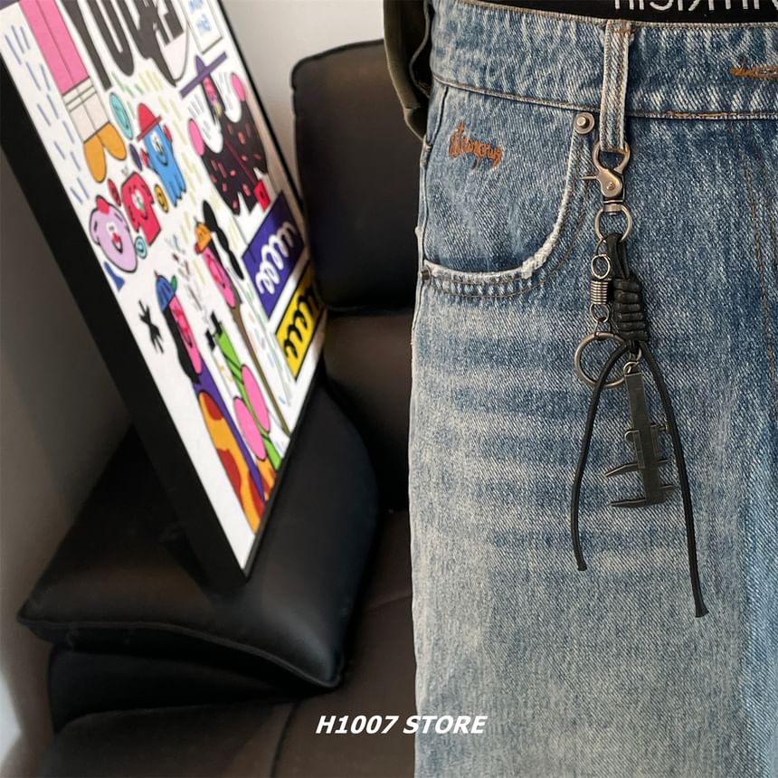 Caliper Alloy Faux Leather Jeans Hanging Decoration