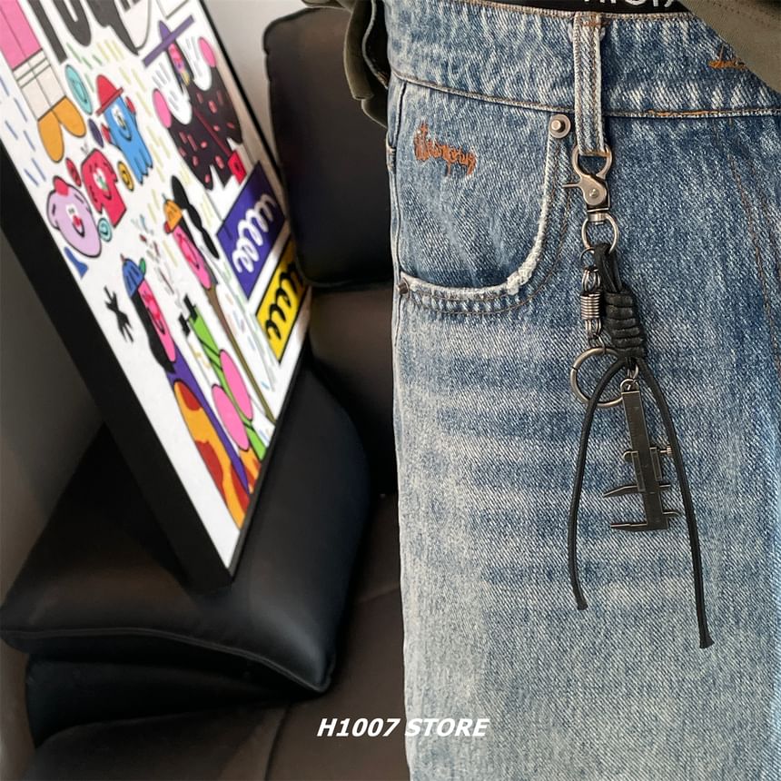 Caliper Alloy Faux Leather Jeans Hanging Decoration