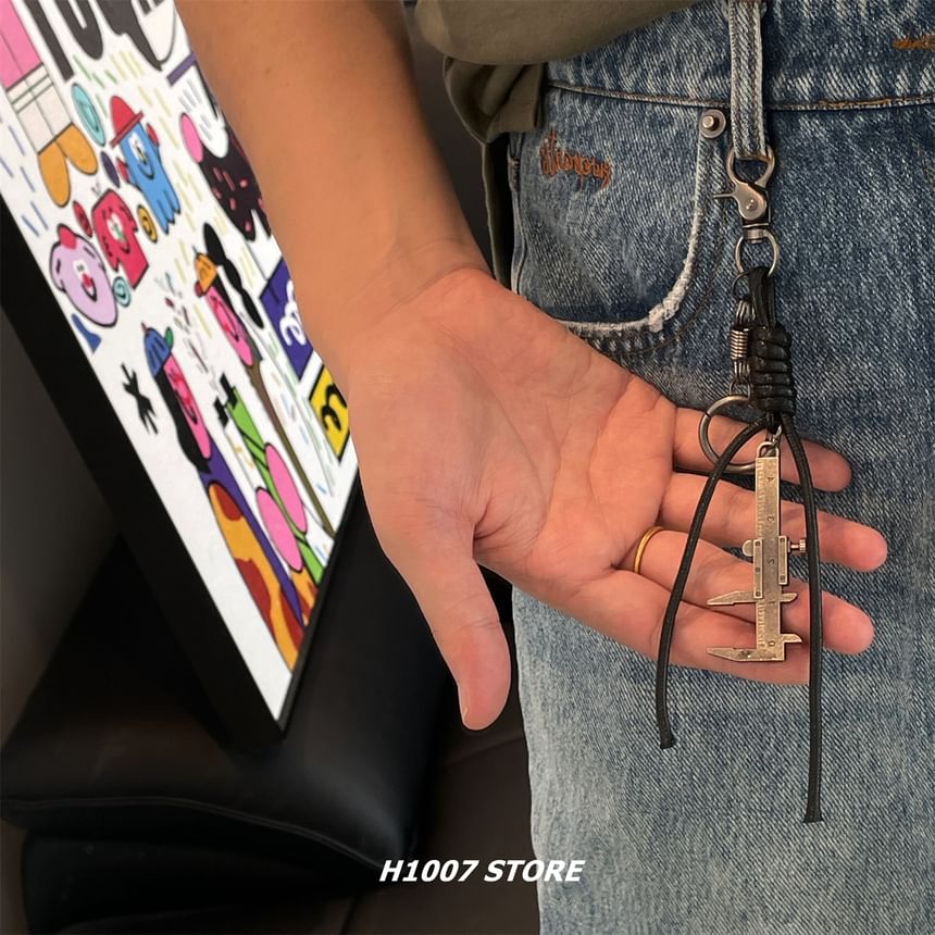 Caliper Alloy Faux Leather Jeans Hanging Decoration