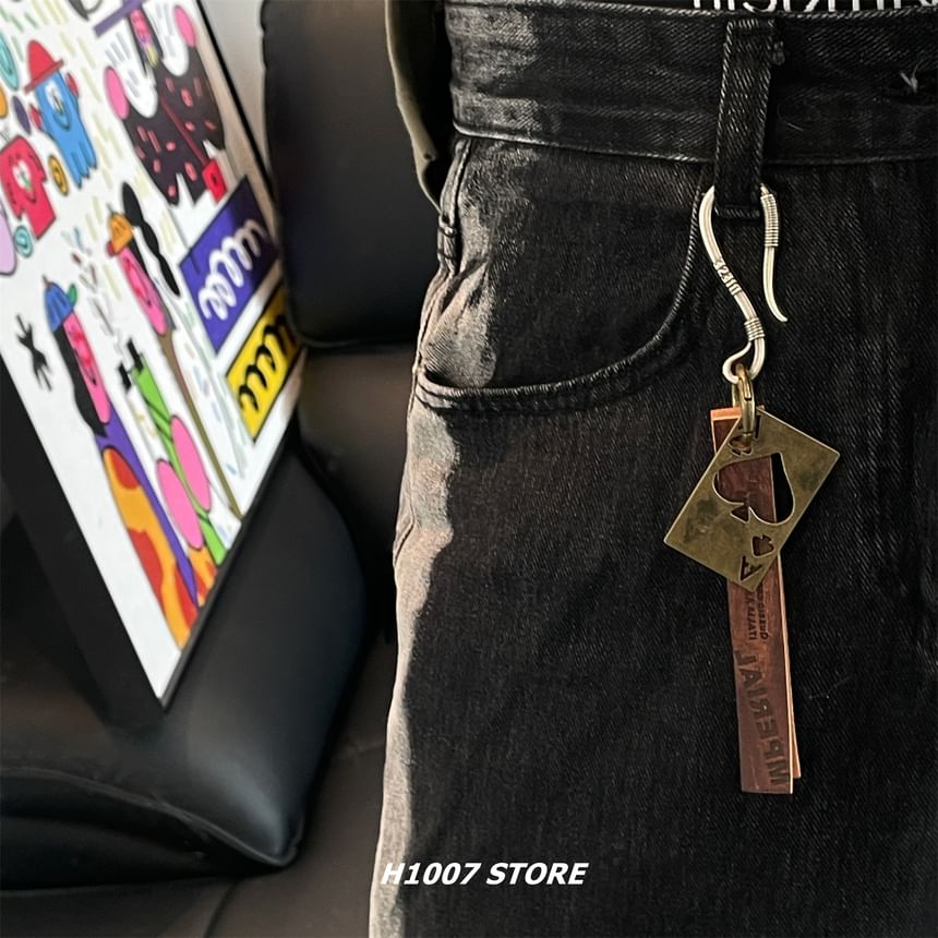 Poker Card Alloy Faux Leather Jeans Hanging Decoration