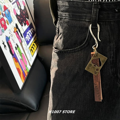 Poker Card Alloy Faux Leather Jeans Hanging Decoration