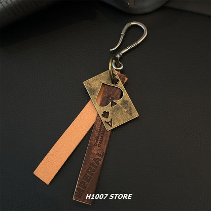 Poker Card Alloy Faux Leather Jeans Hanging Decoration