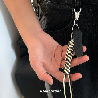 Braided Faux Leather Alloy Jeans Hanging Decoration