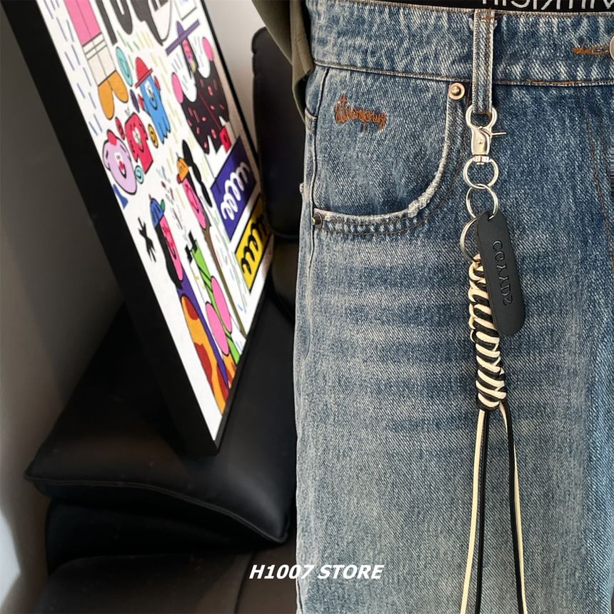 Braided Faux Leather Alloy Jeans Hanging Decoration