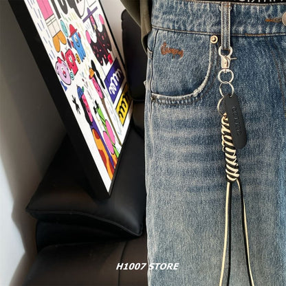 Braided Faux Leather Alloy Jeans Hanging Decoration