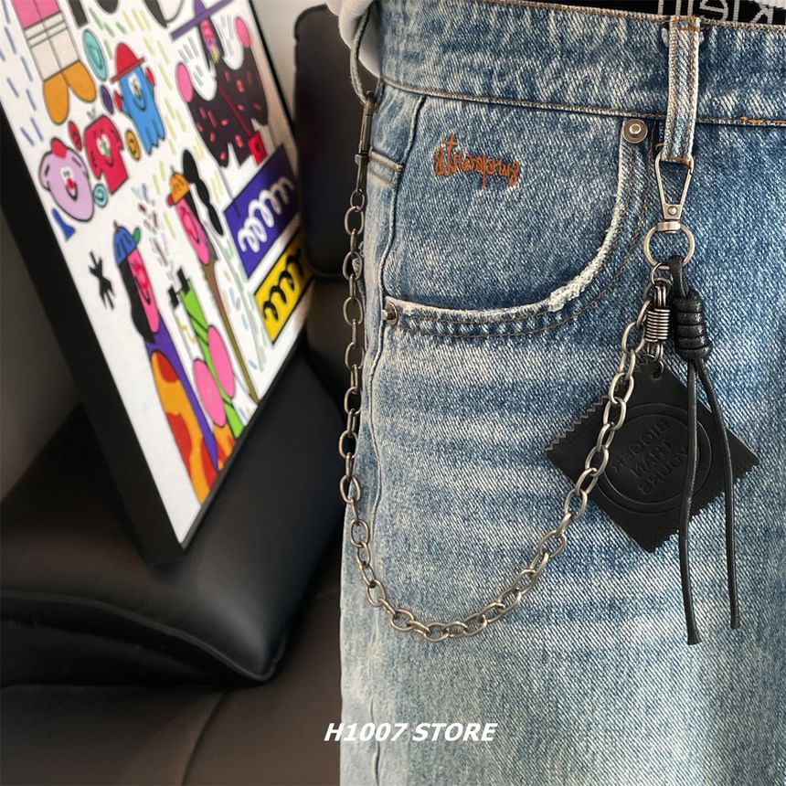 Faux Leather Alloy Jeans Chain