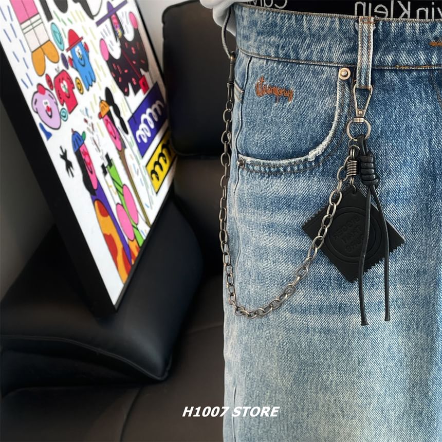 Faux Leather Alloy Jeans Chain
