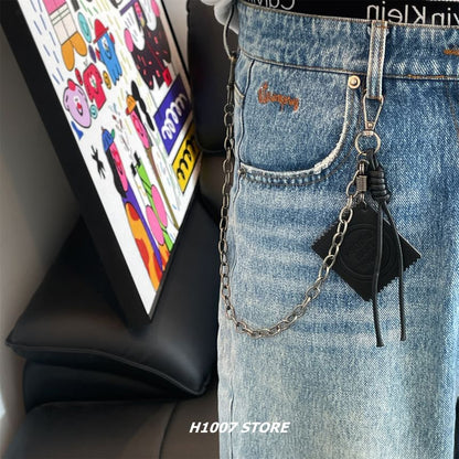 Faux Leather Alloy Jeans Chain