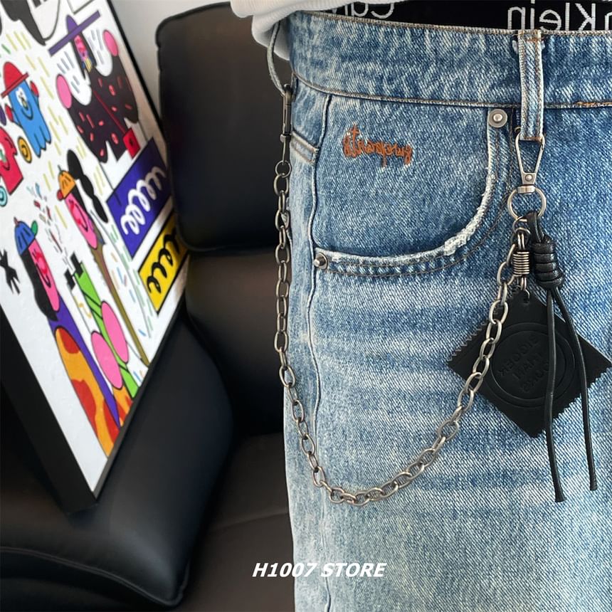 Faux Leather Alloy Jeans Chain