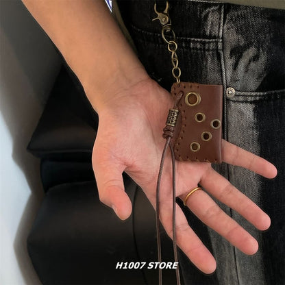 Lighter Holder Faux Leather Alloy Jeans Hanging Decoration
