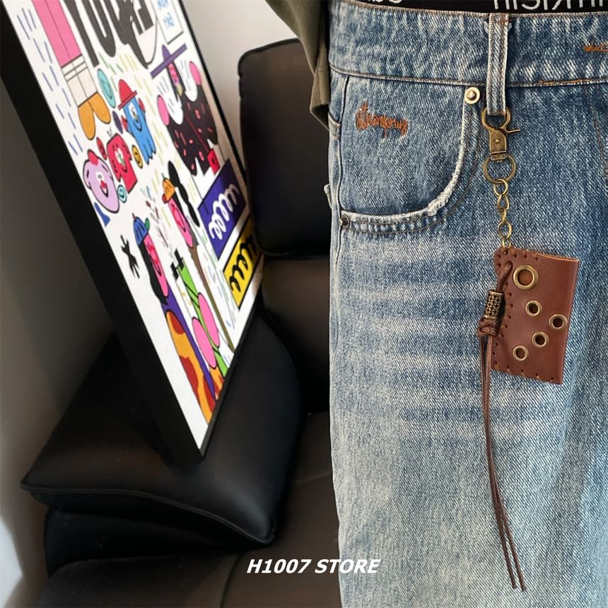 Lighter Holder Faux Leather Alloy Jeans Hanging Decoration
