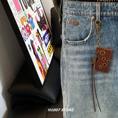 Lighter Holder Faux Leather Alloy Jeans Hanging Decoration