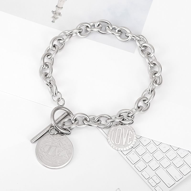 Silver Tone Chain Toggle Bracelet