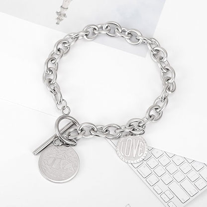 Silver Tone Chain Toggle Bracelet
