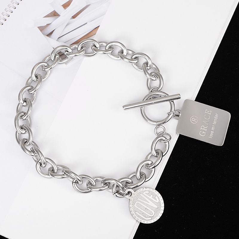 Silver Tone Chain Toggle Bracelet