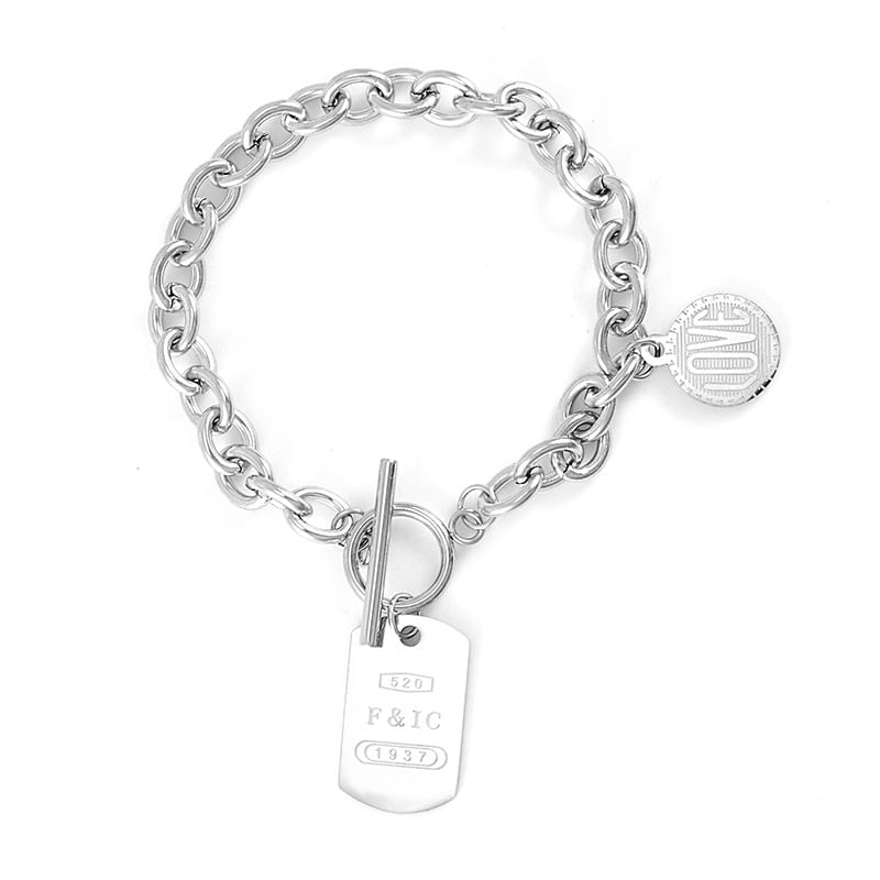Silver Tone Chain Toggle Bracelet
