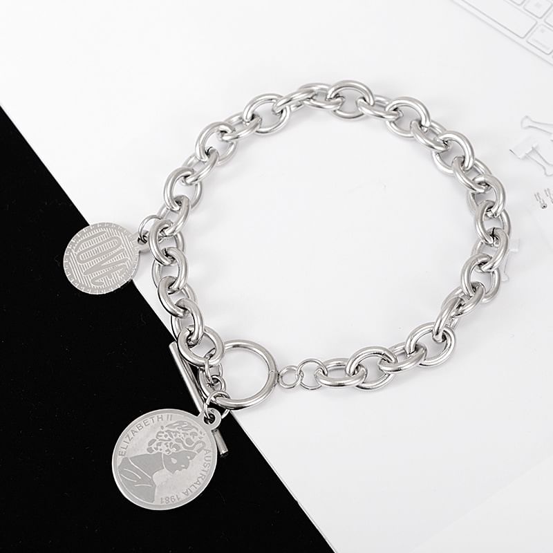 Silver Tone Chain Toggle Bracelet