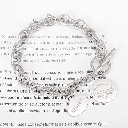 Silver Tone Chain Toggle Bracelet
