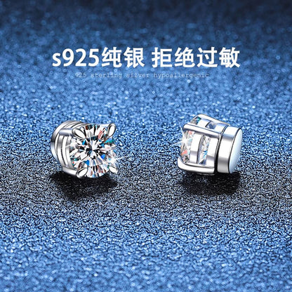 Sterling Silver Rhinestone Magnetic Earring / Set