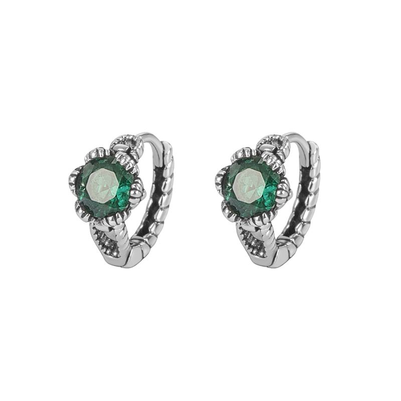Sterling Silver Rhinestone Huggie Earring / Set