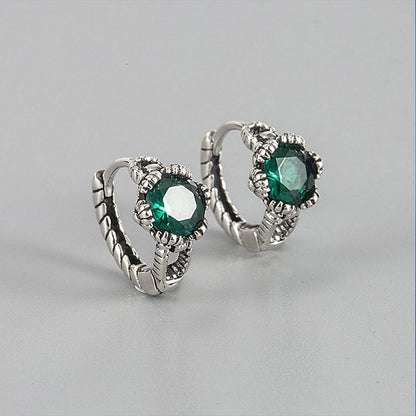 Sterling Silver Rhinestone Huggie Earring / Set