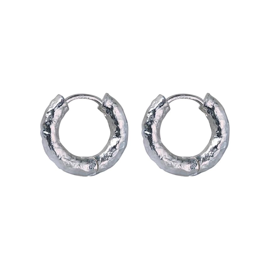 Sterling Silver Textured Huggie Earring / Set