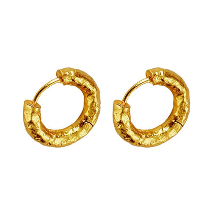Sterling Silver Textured Huggie Earring / Set