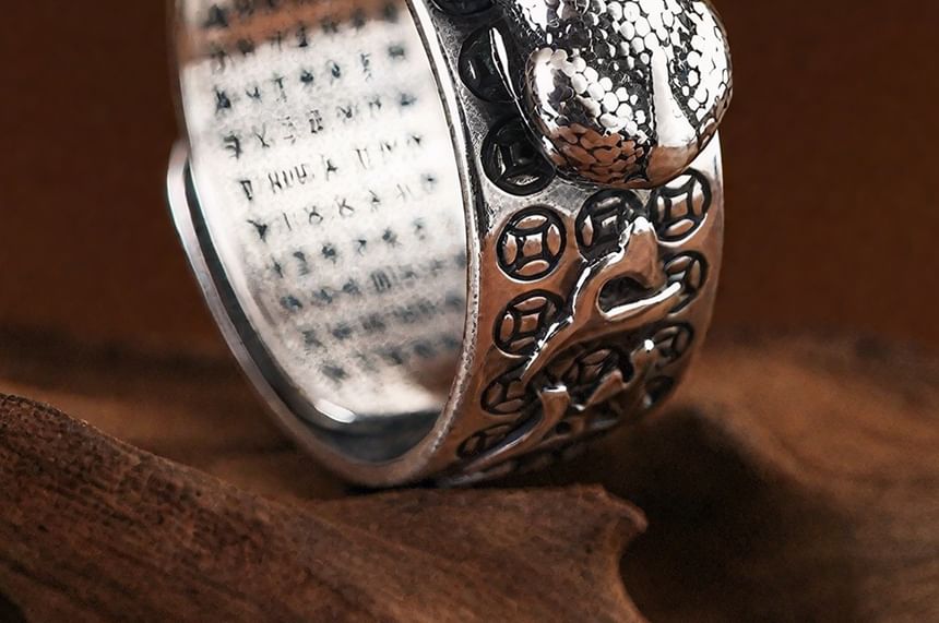 Sterling Silver Pixiu Engraved Ring