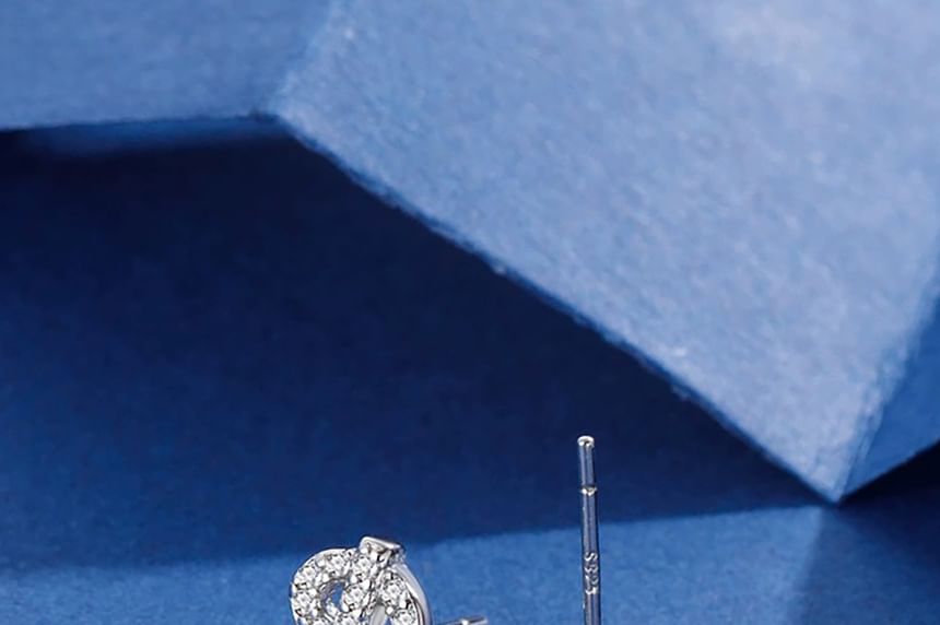 Sterling Silver Dollar Sign Rhinestone Ear Stud / Set