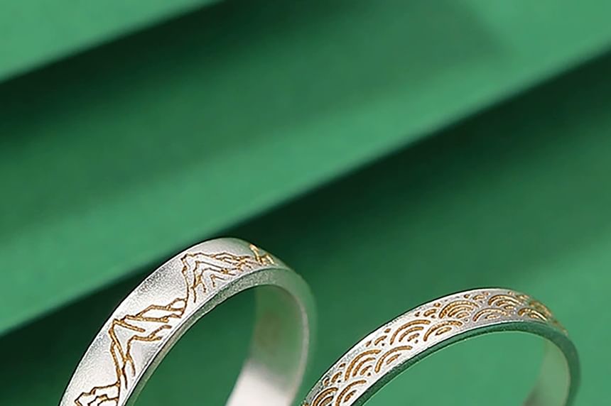 Couple Matching S999 Silver Engraved Ring / Set