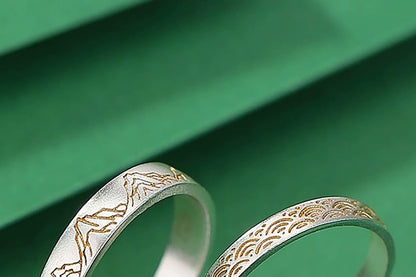 Couple Matching S999 Silver Engraved Ring / Set