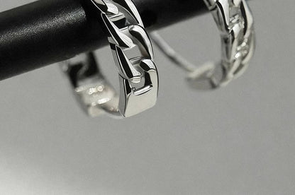 Sterling Silver Chain Huggie Earring / Set