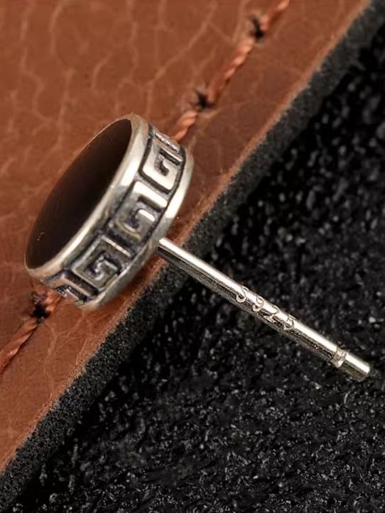 Sterling Silver Engraved Ear Stud / Set