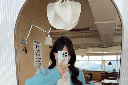 Plain Button-Up Cardigan or Sleeveless Lace Top