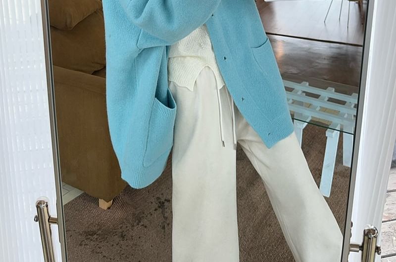 Plain Button-Up Cardigan or Sleeveless Lace Top