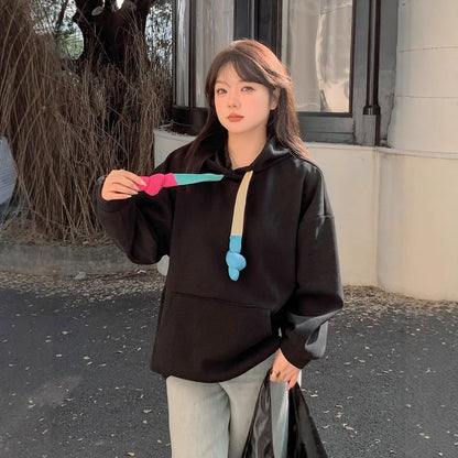 Color Block Hoodie with Drawstring