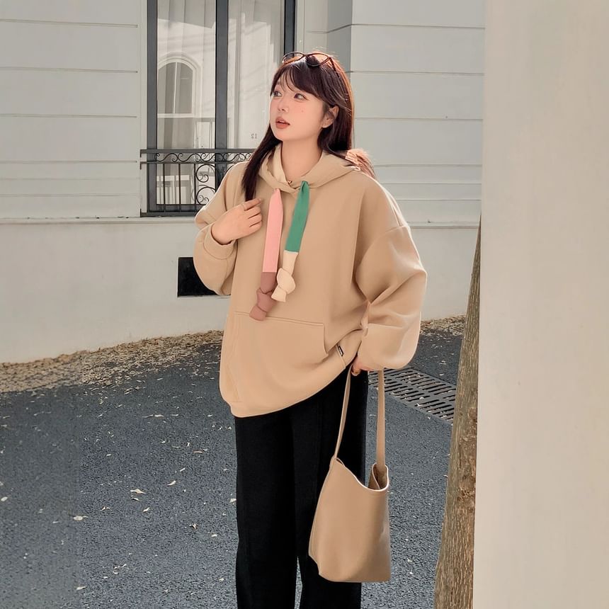 Color Block Hoodie with Drawstring