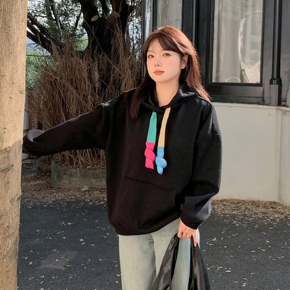 Color Block Hoodie with Drawstring