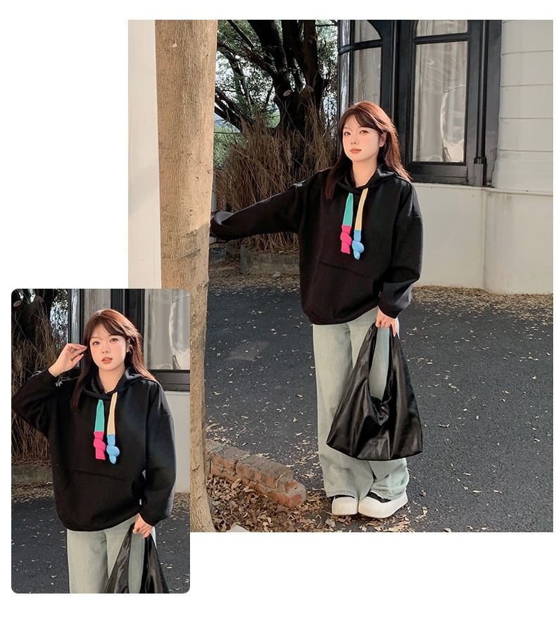 Color Block Hoodie with Drawstring